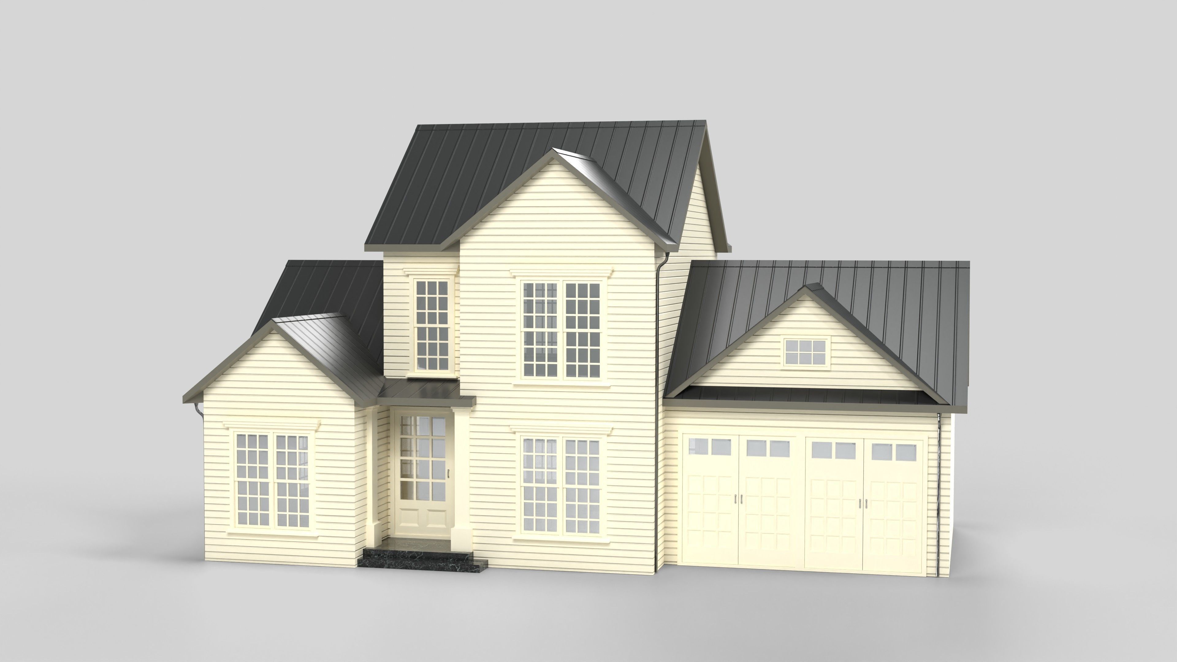 Cottage House Design 01T5 Low-poly 3D model_6