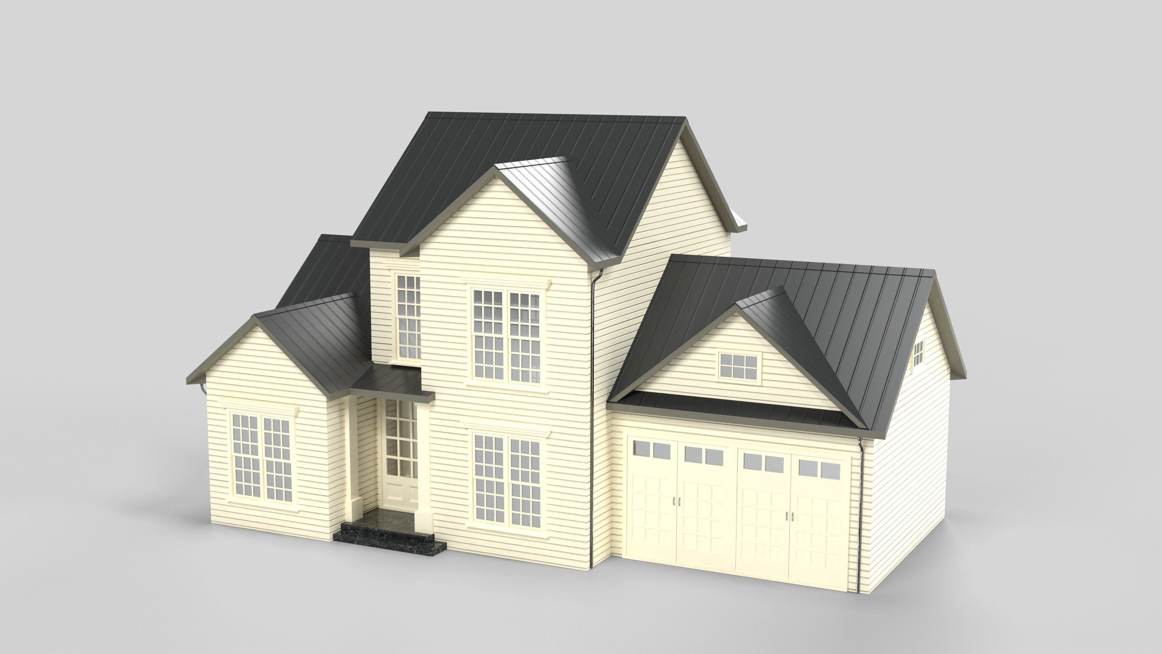 Cottage House Design 01T5 Low-poly 3D model_1