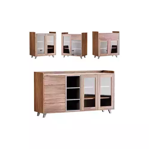 Asian Brown Wood Sideboard 3D model