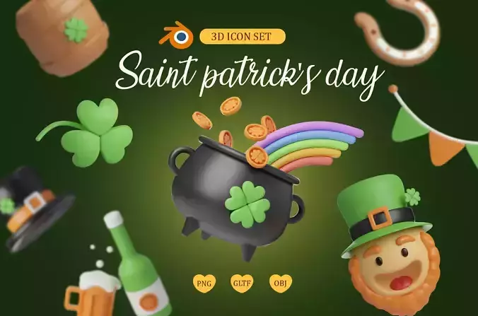 St patrick 3D Icon 3D Illustration 3D model