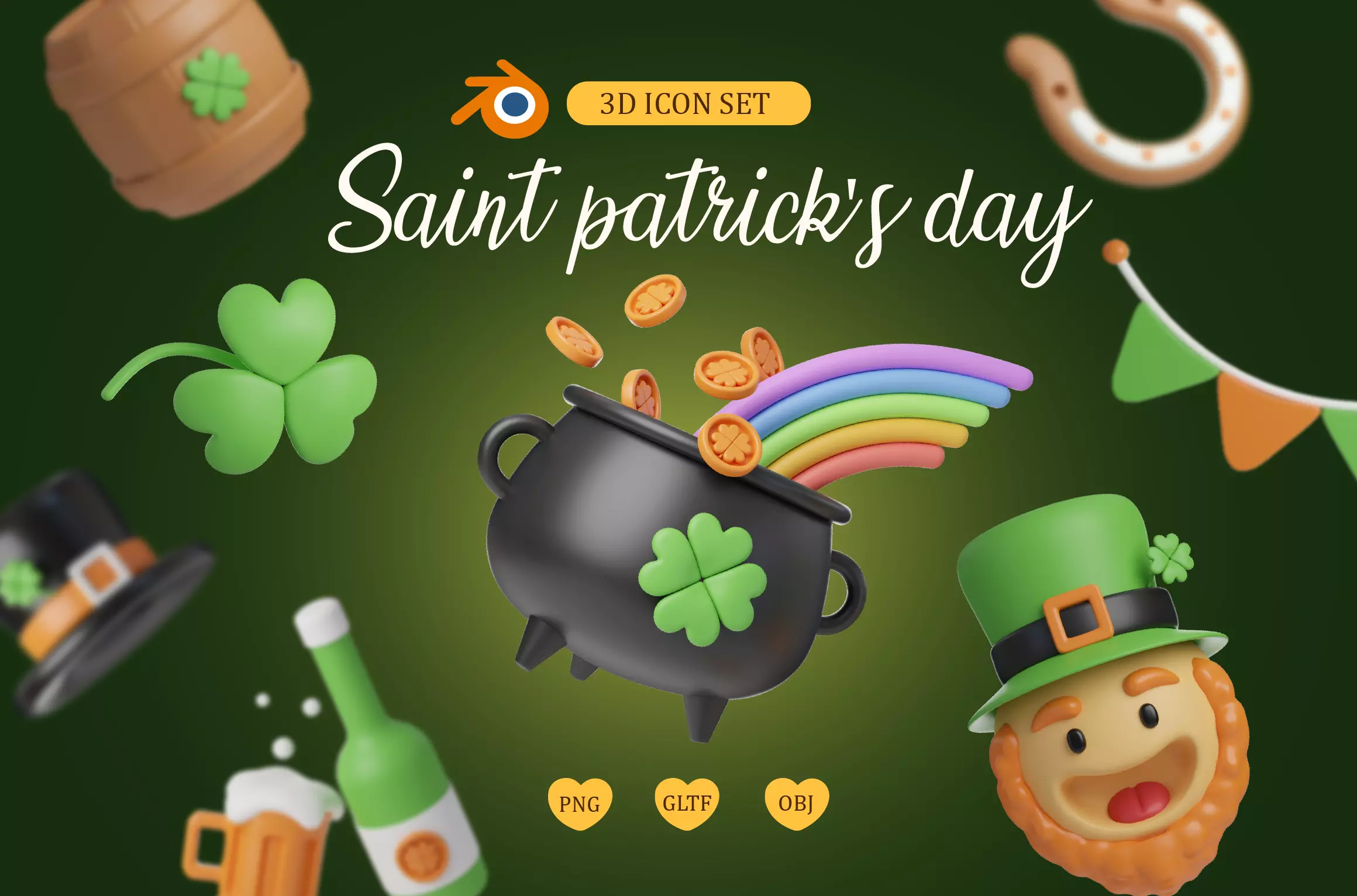 St patrick 3D Icon 3D Illustration 3D model 3D model