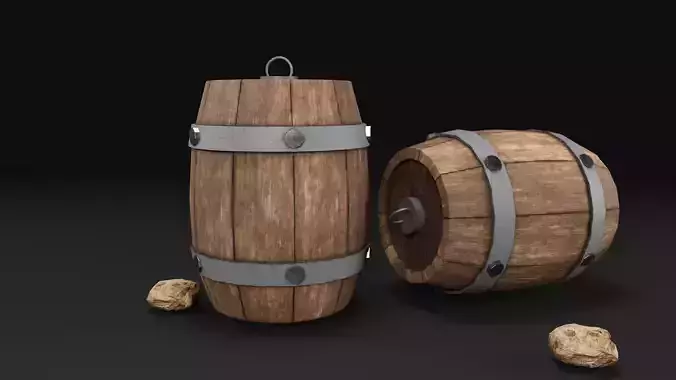 Wooden Barrel Free Game Ready PBR