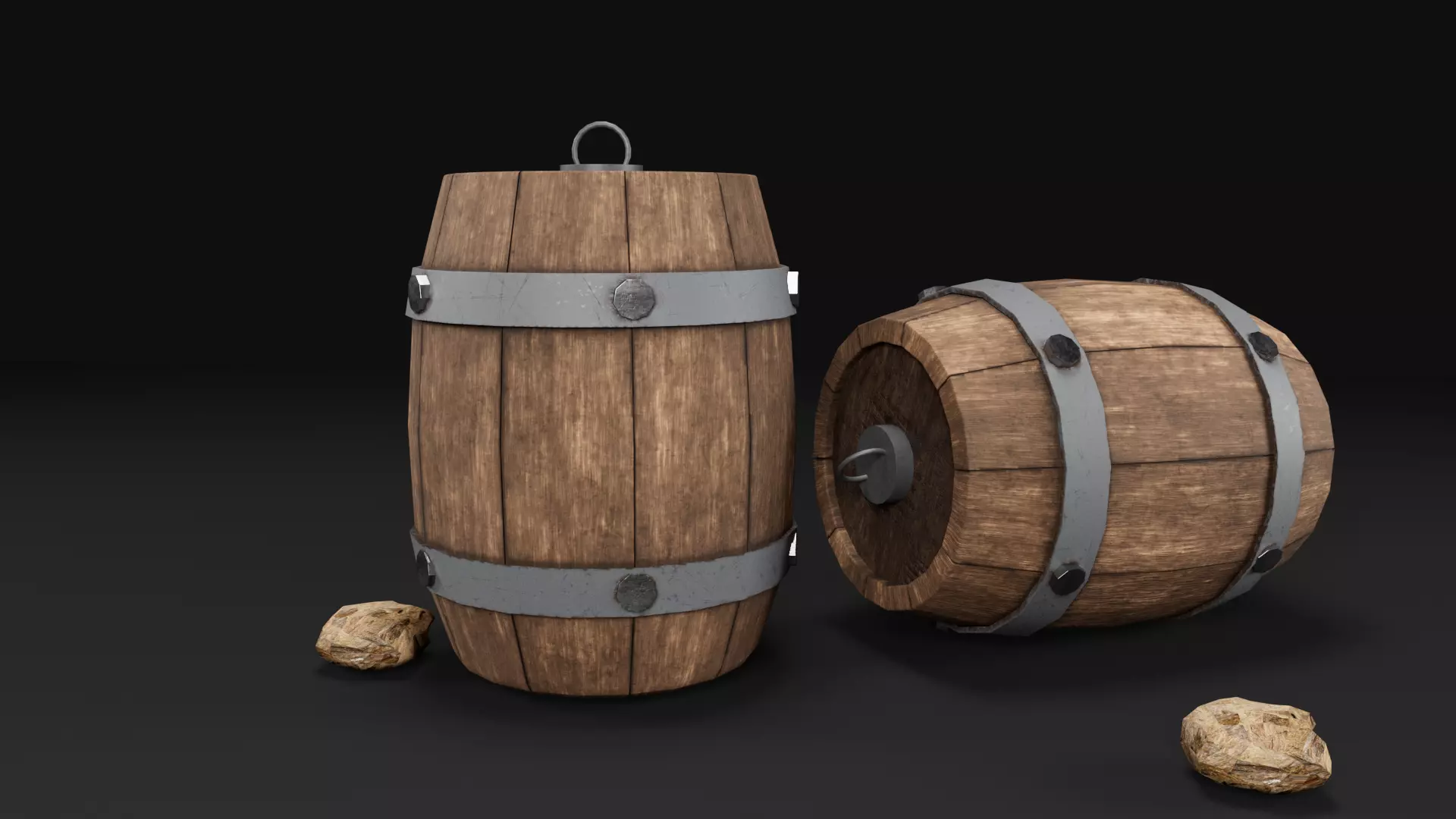 Wooden Barrel Free Game Ready PBR Free low-poly 3D model