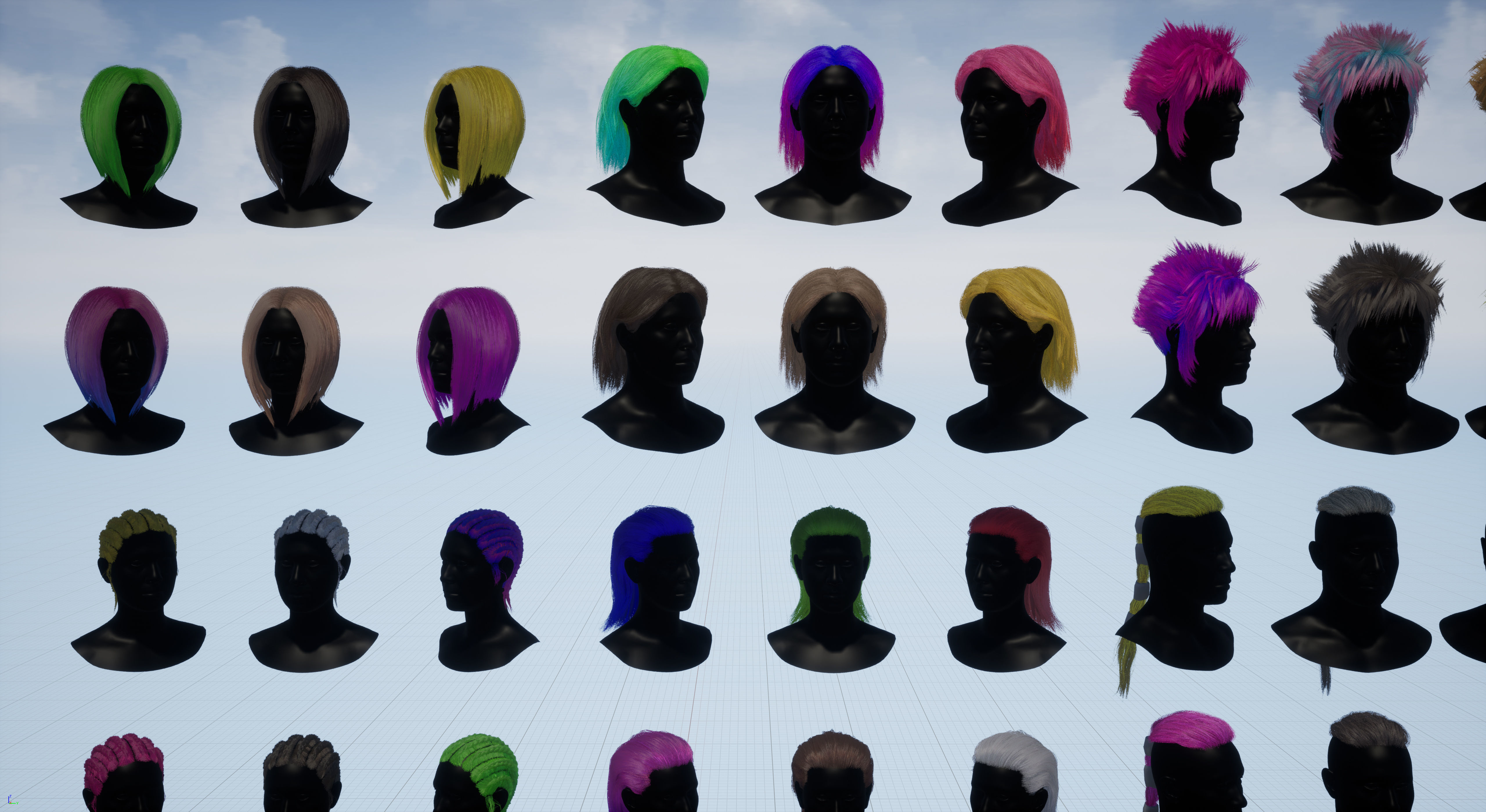 Pack real time hairstyles part 2 Low-poly 3D model_6