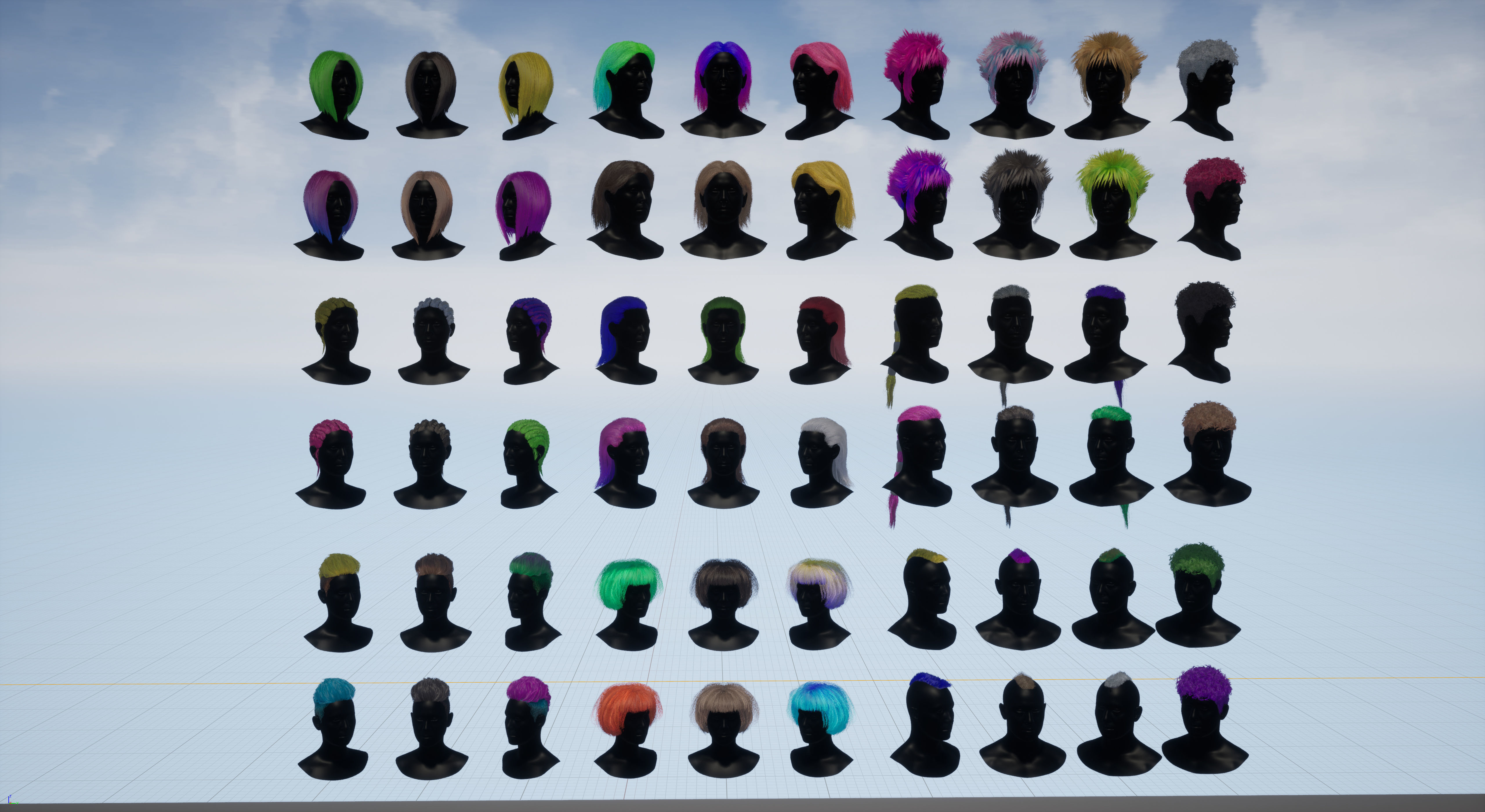 Pack real time hairstyles part 2 Low-poly 3D model_3