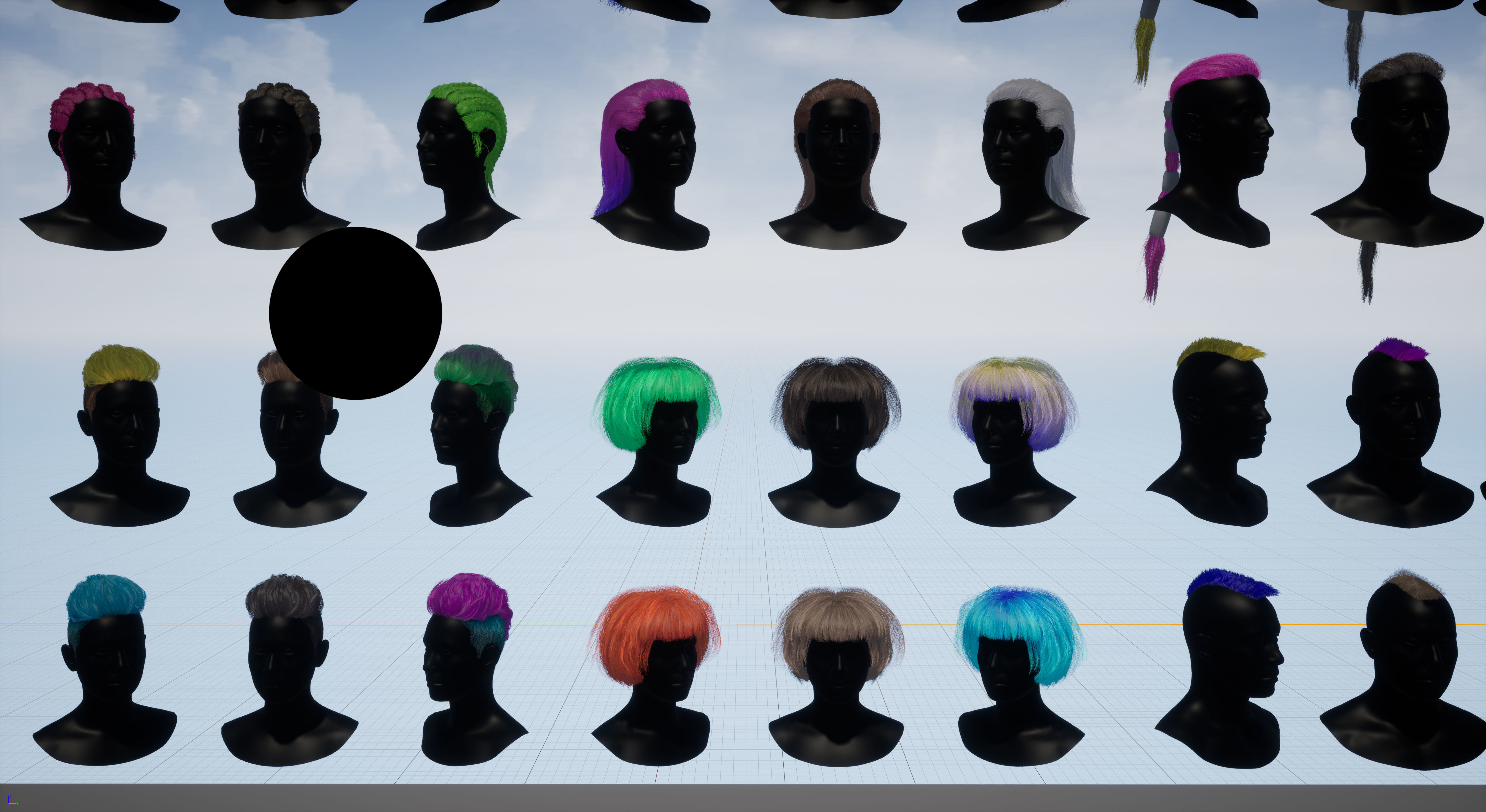 Pack real time hairstyles part 2 Low-poly 3D model_7