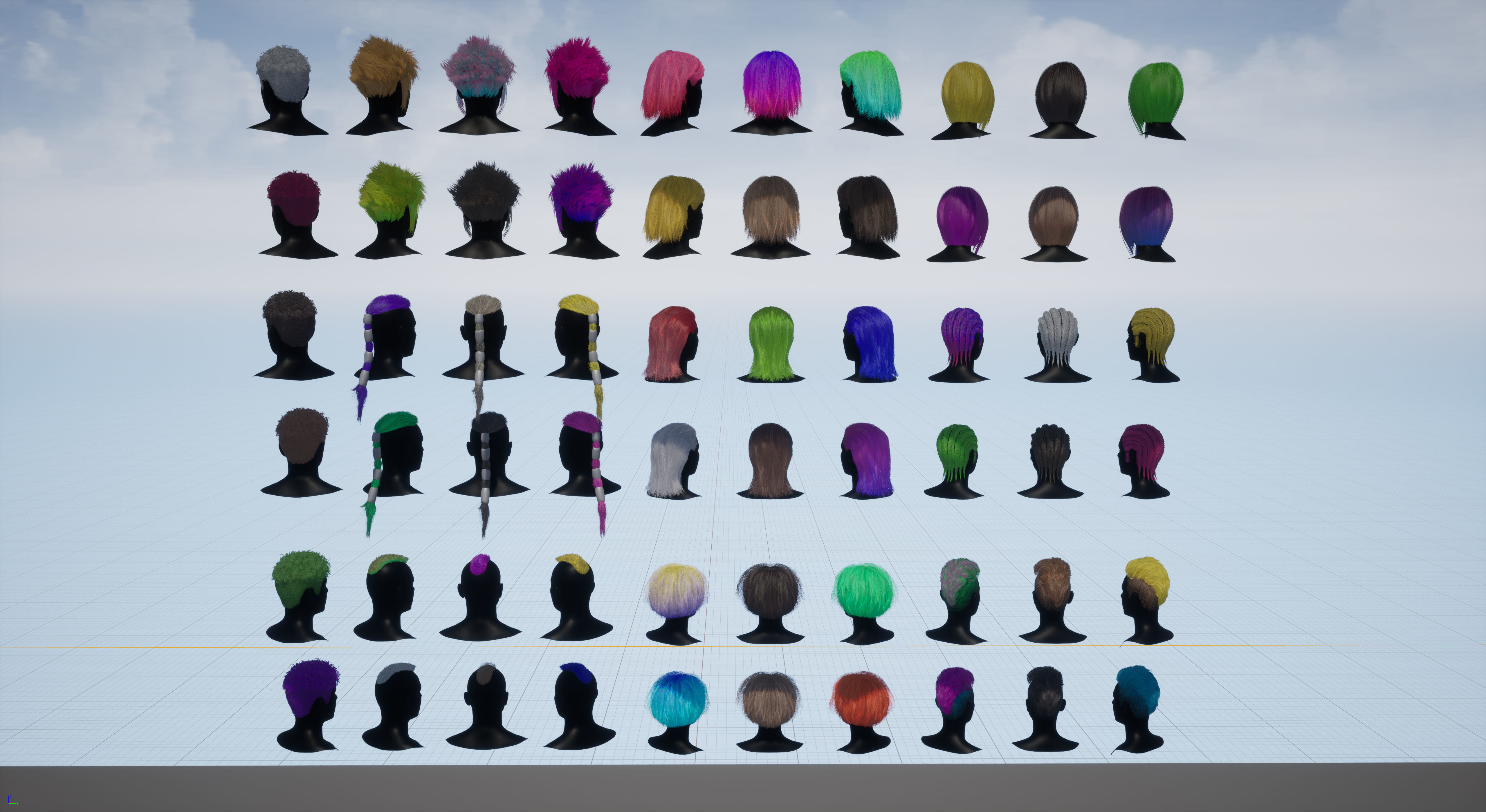 Pack real time hairstyles part 2 Low-poly 3D model_4