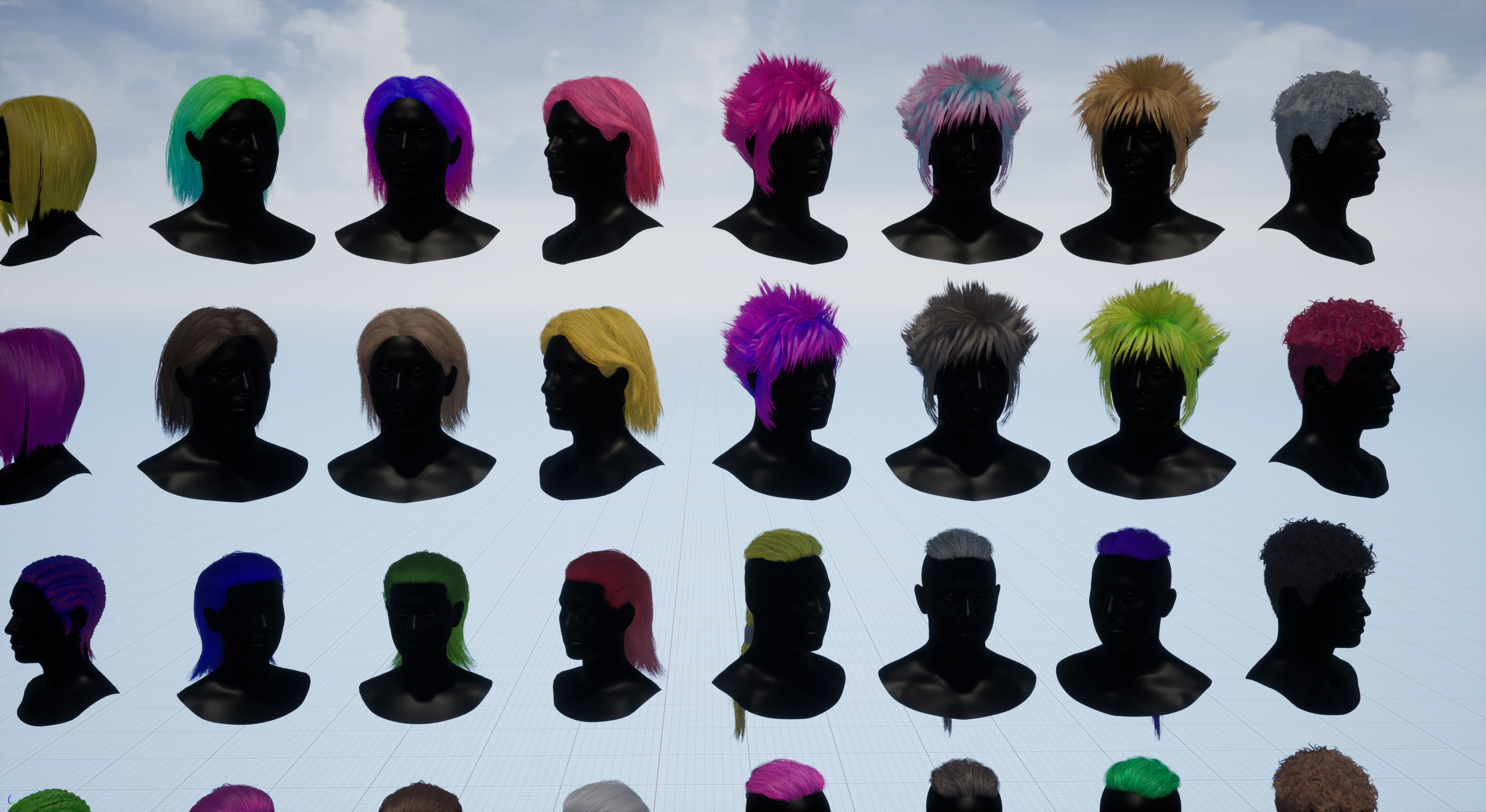 Pack real time hairstyles part 2 Low-poly 3D model_5