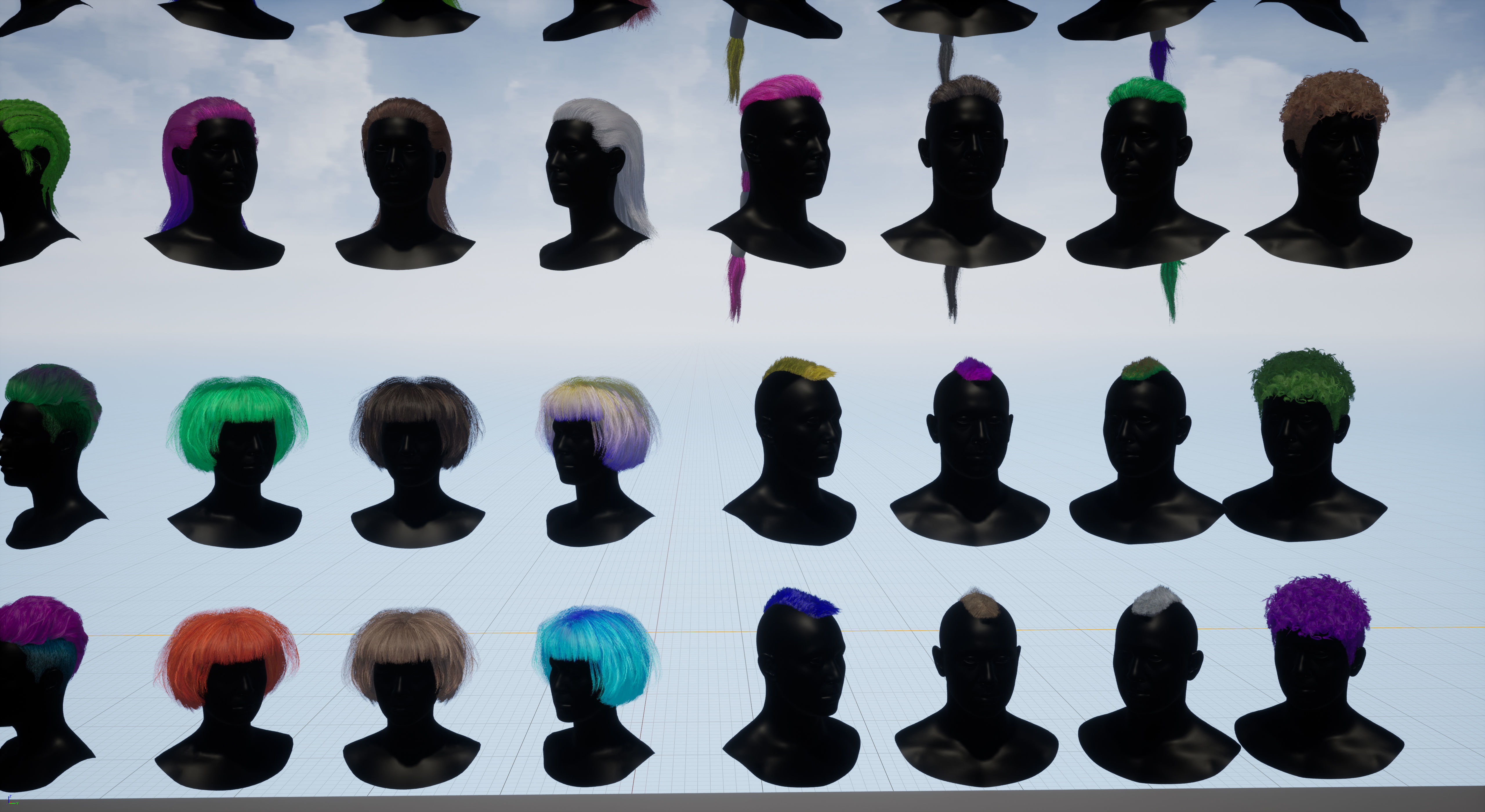 Pack real time hairstyles part 2 Low-poly 3D model_8