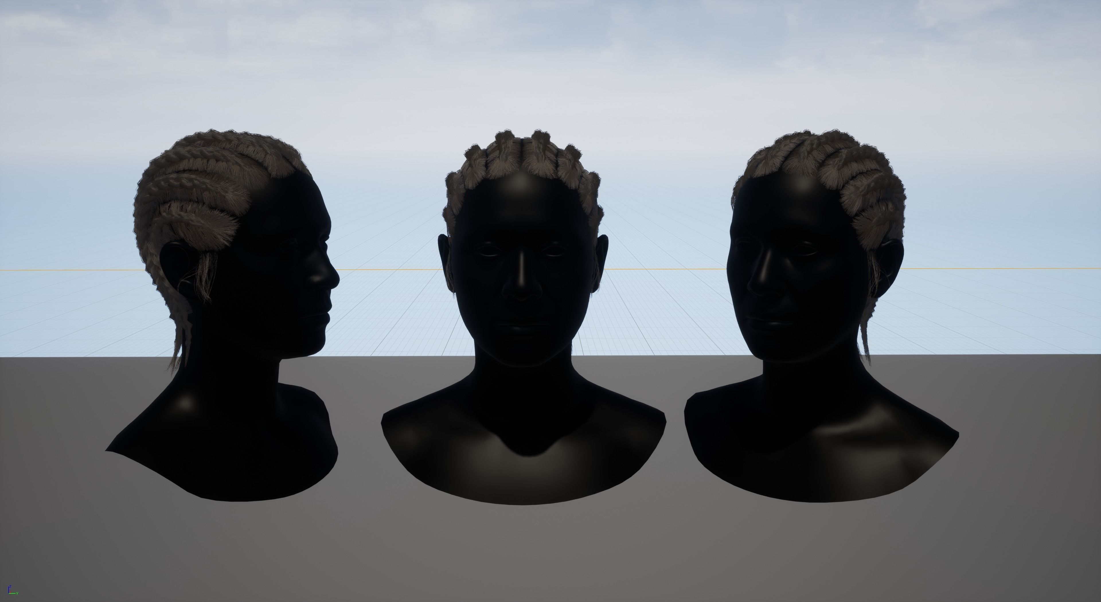 Pack real time hairstyles part 2 Low-poly 3D model_27