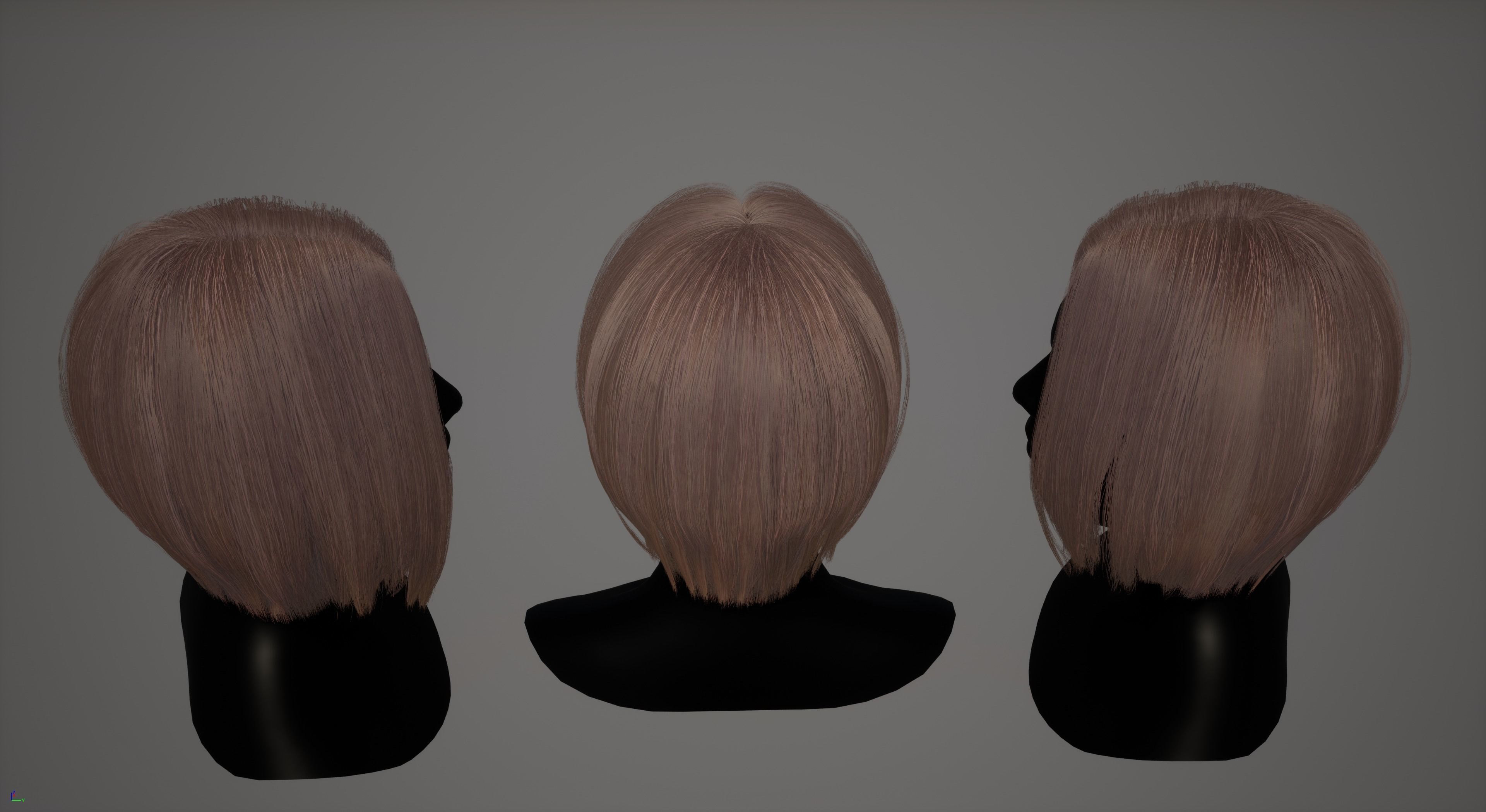 Pack real time hairstyles part 2 Low-poly 3D model_12