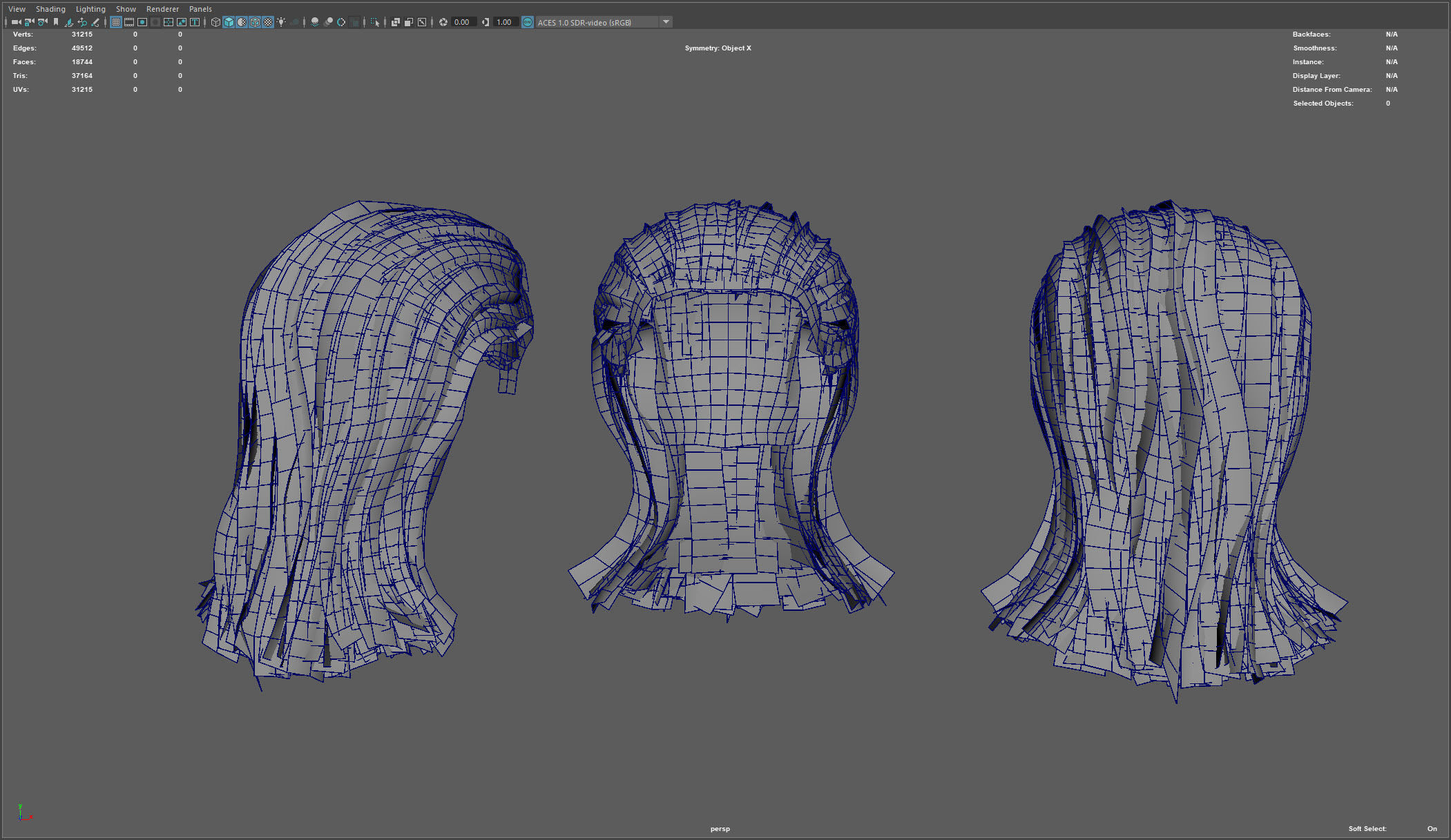 Pack real time hairstyles part 2 Low-poly 3D model_36
