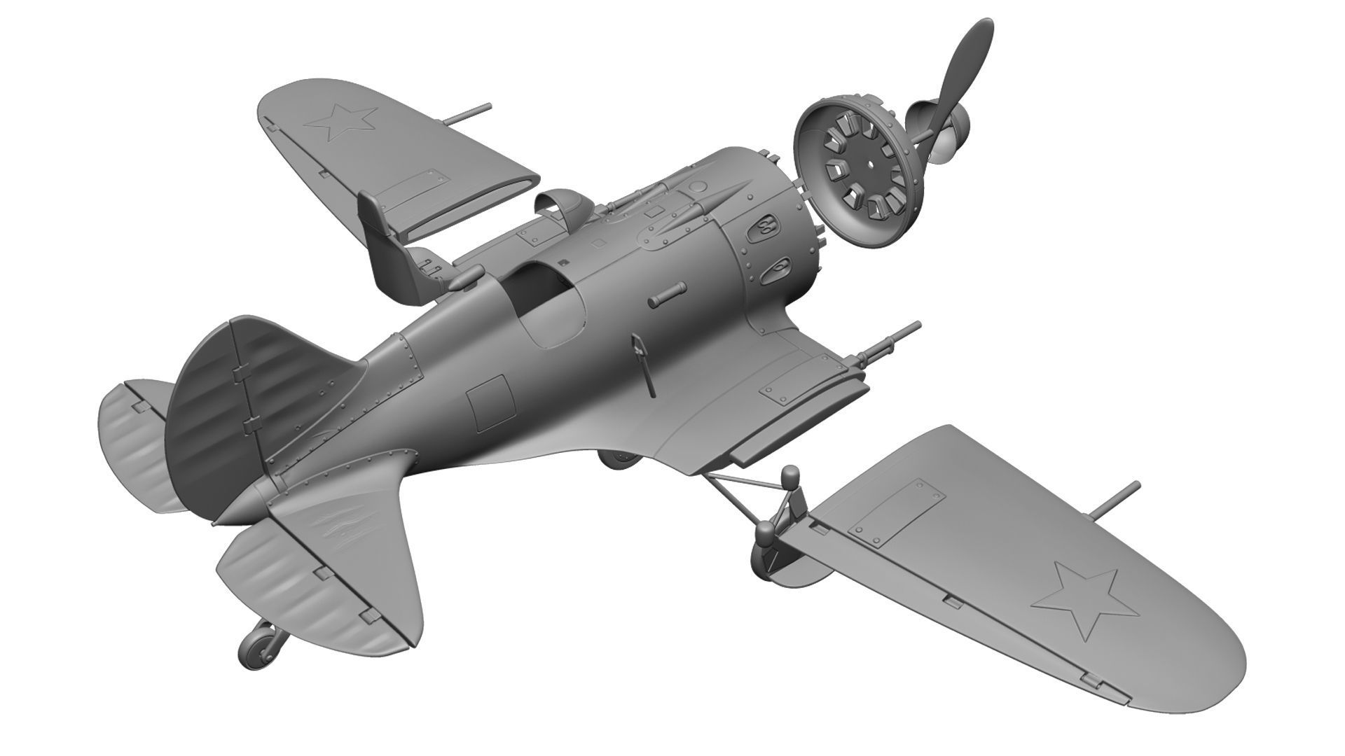 Airplane I-16 3D print model_14