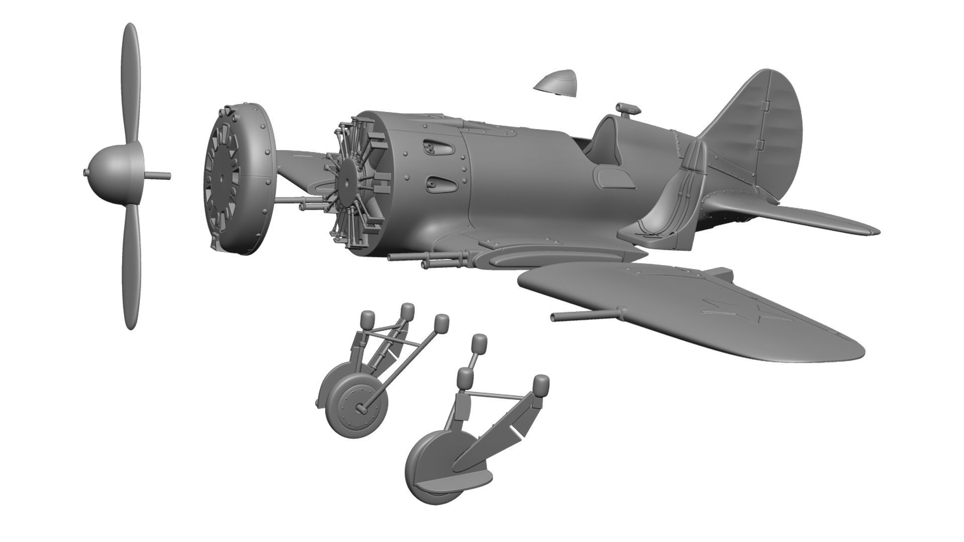 Airplane I-16 3D print model_12