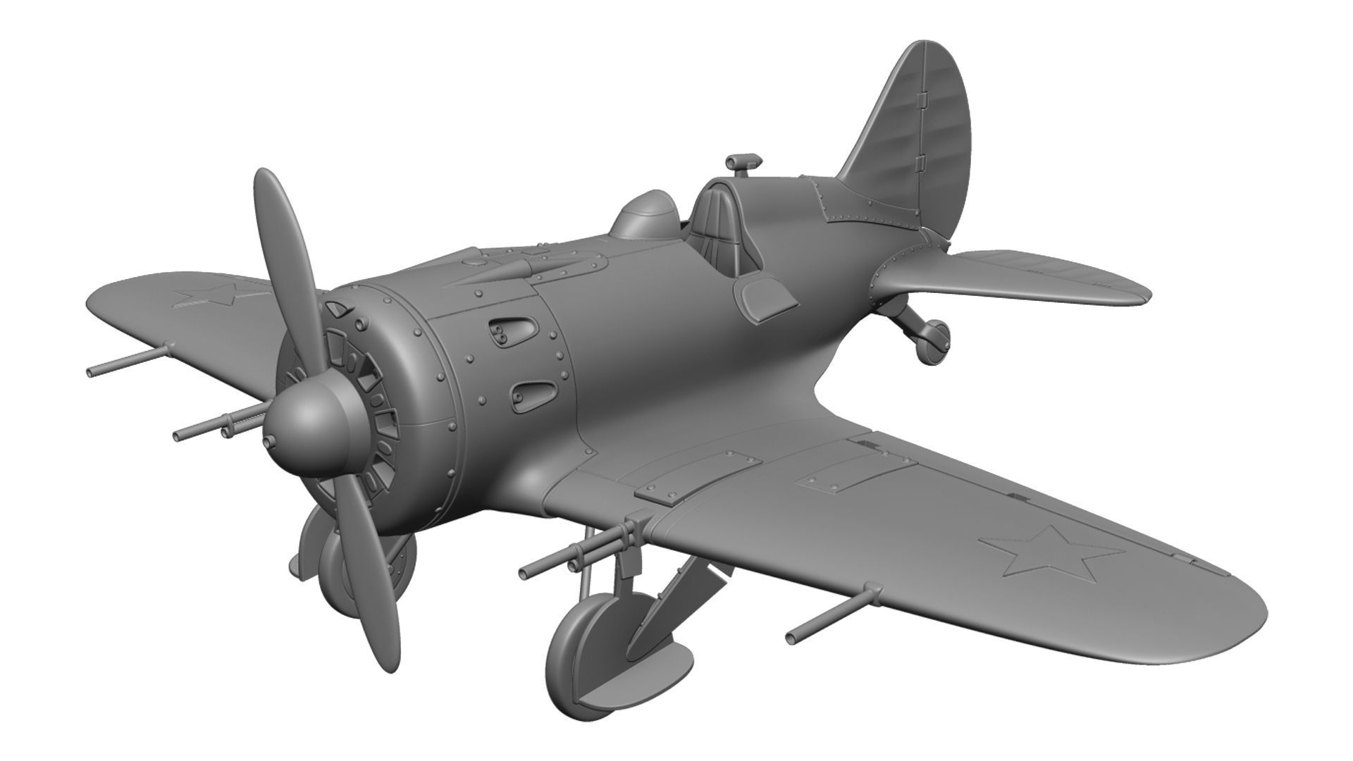 Airplane I-16 3D print model_9