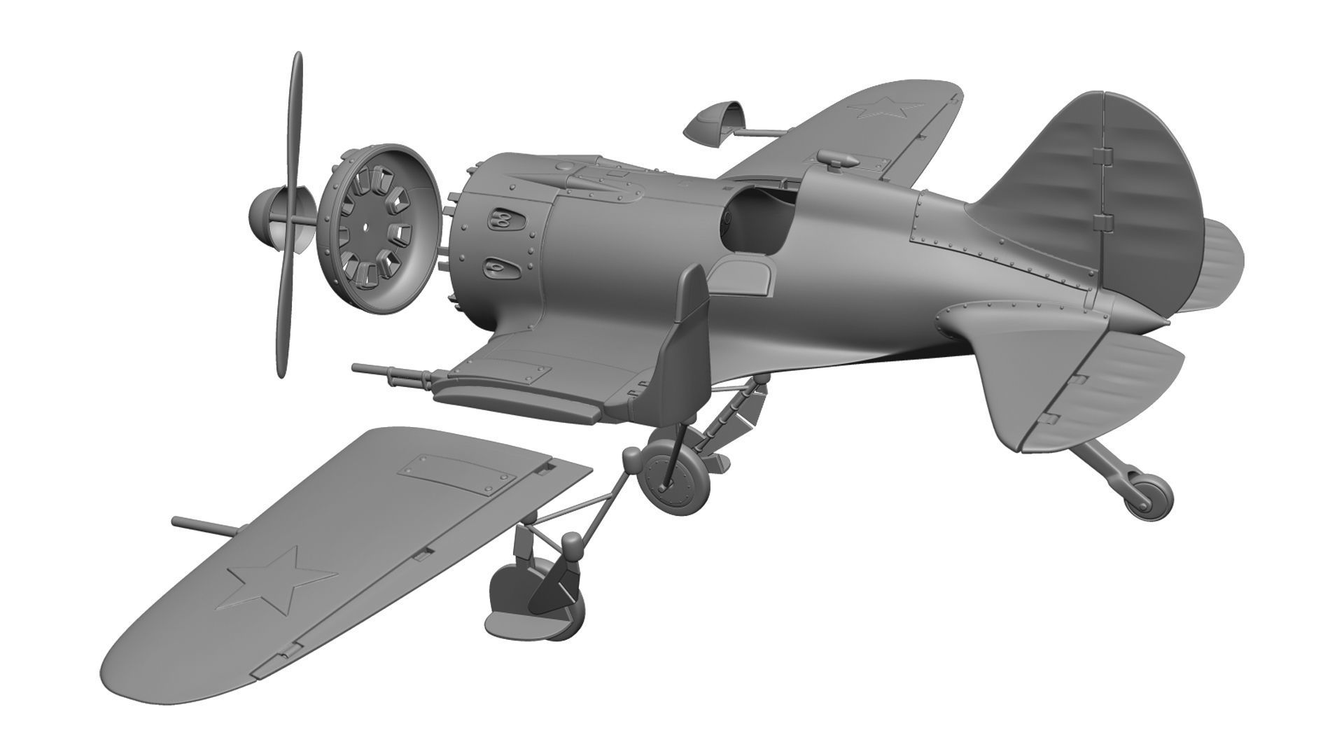 Airplane I-16 3D print model_13