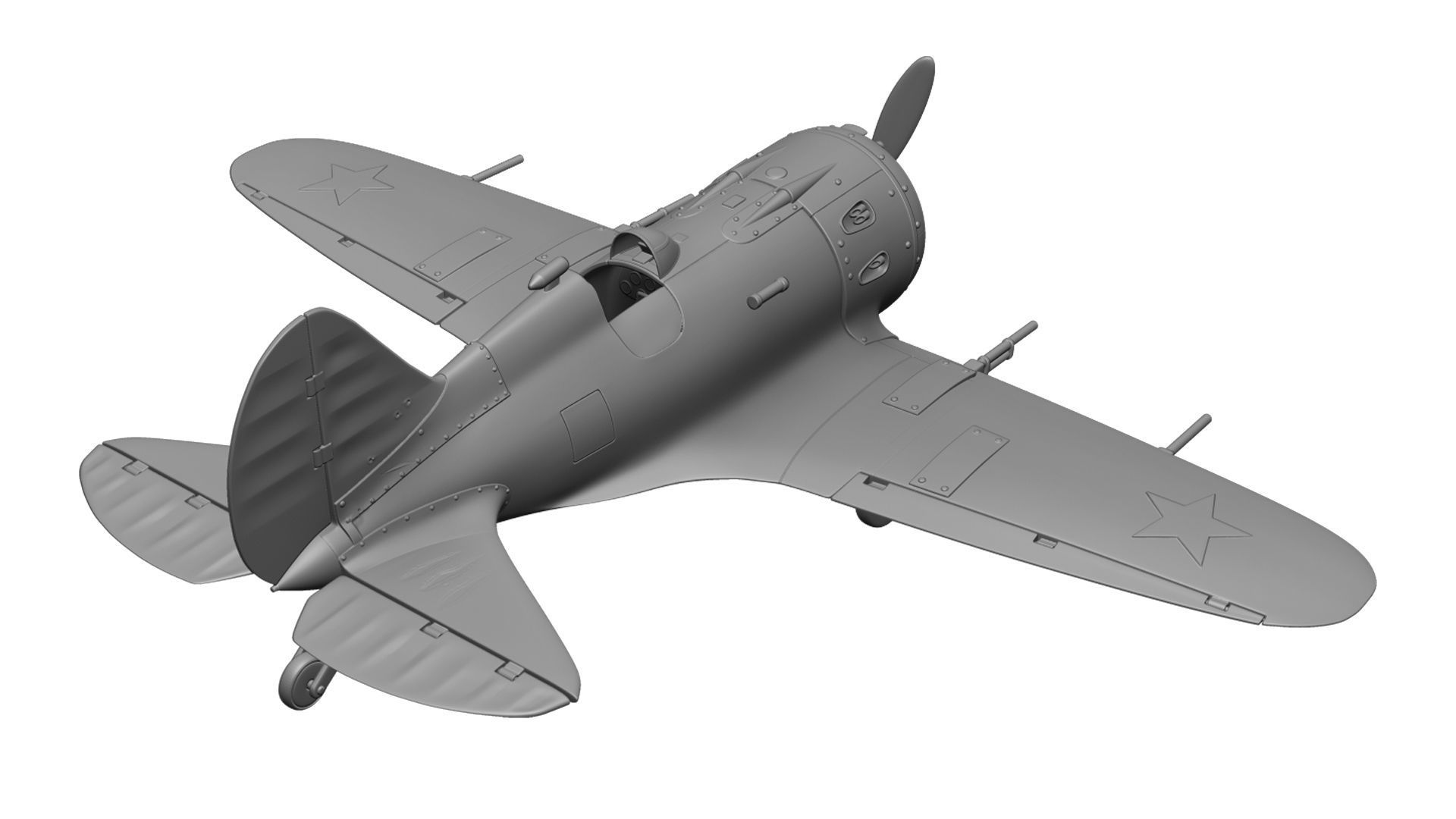 Airplane I-16 3D print model_4