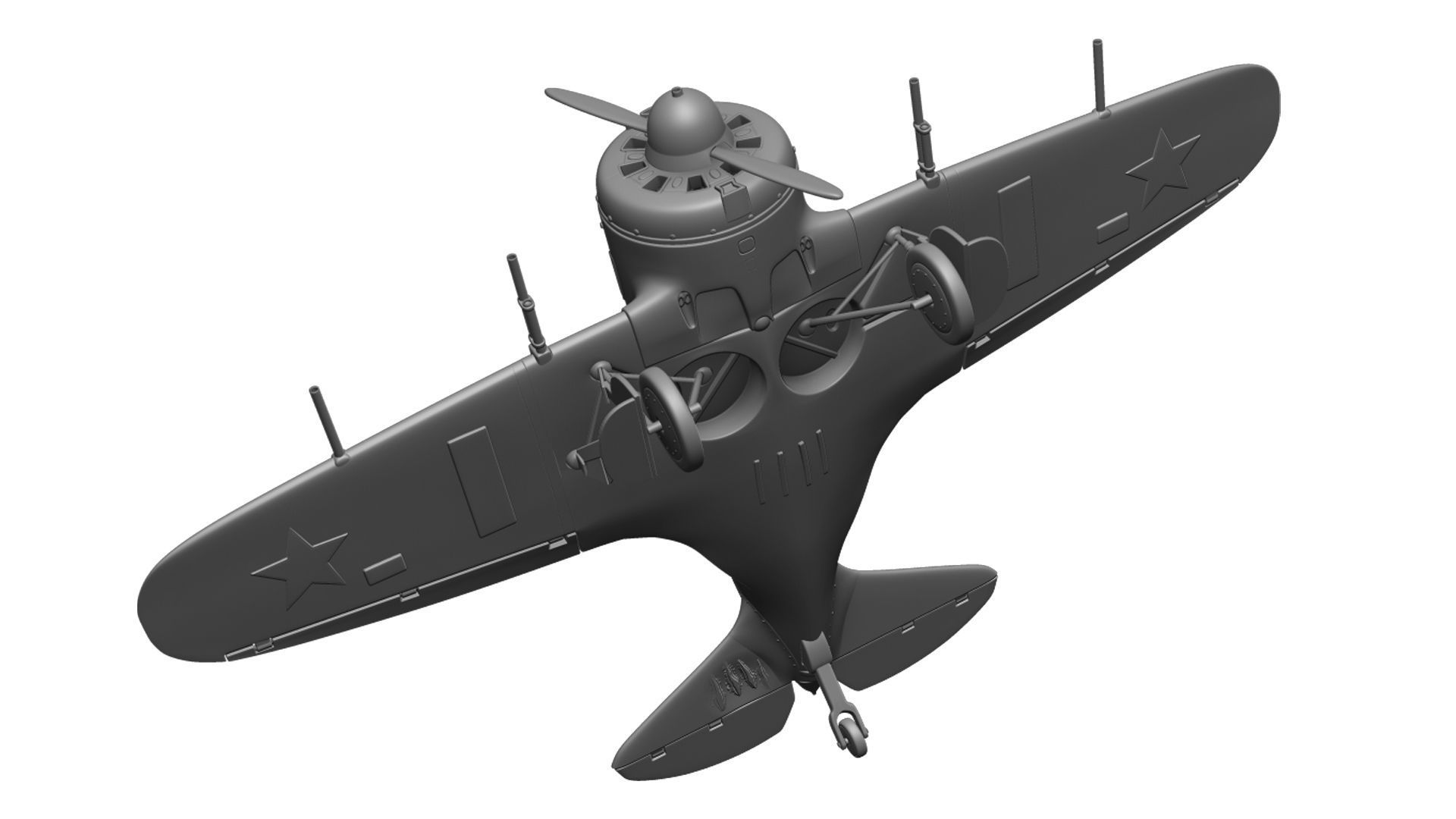 Airplane I-16 3D print model_11