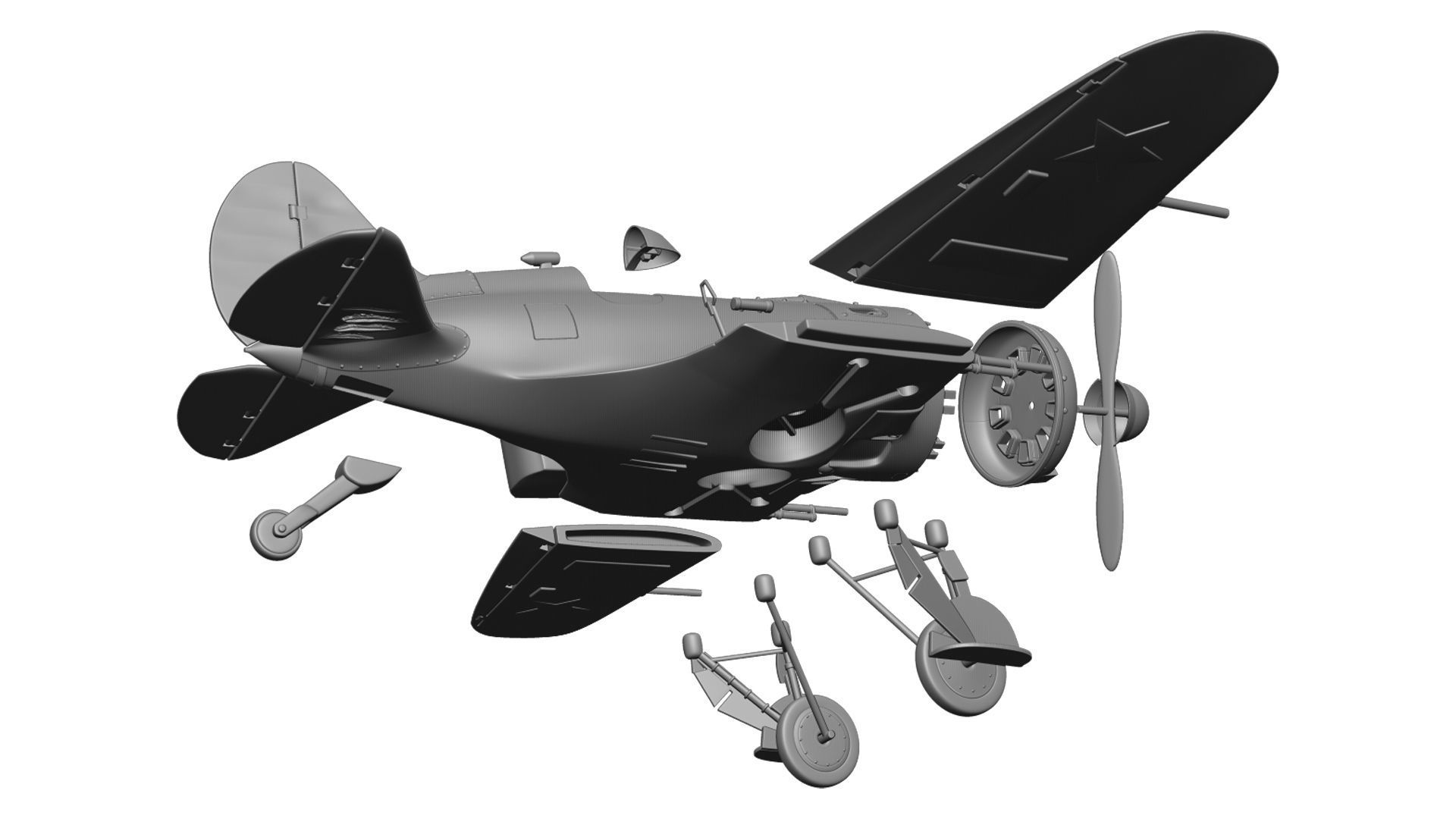 Airplane I-16 3D print model_15