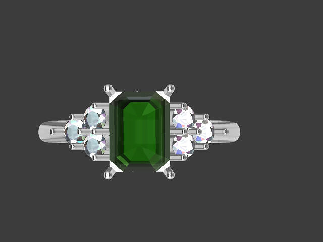Emerald ring with diamonds 3D print model