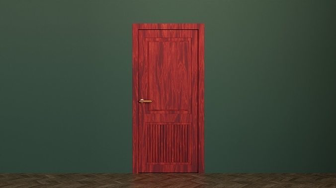 Mahogany wood door Low-poly 3D model