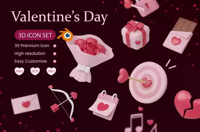 Valentine 3D Icon 3D Illustration 3D model