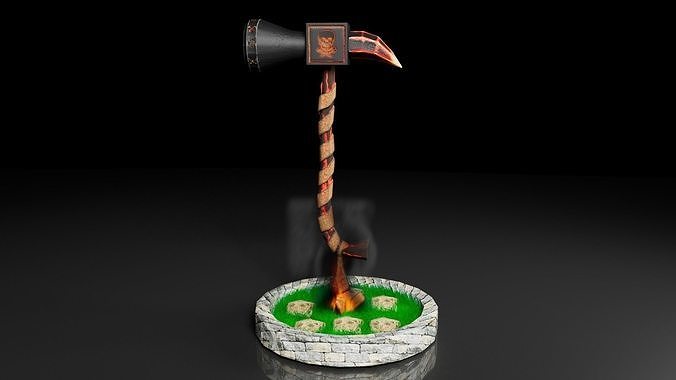 3D Skull Hammer or Axe Low Poly PBR Low-poly 3D model