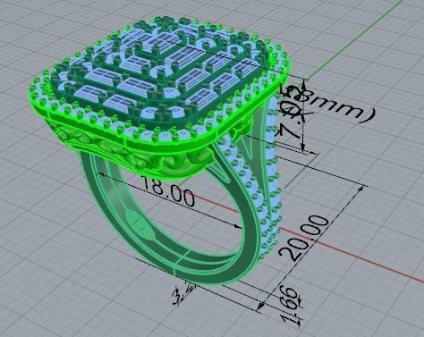 Square Halo Split Shank Ring 4595 3D print model_7