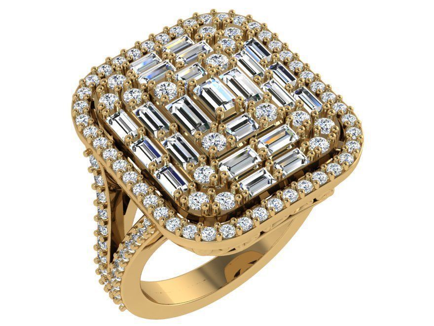 Square Halo Split Shank Ring 4595 3D print model_1