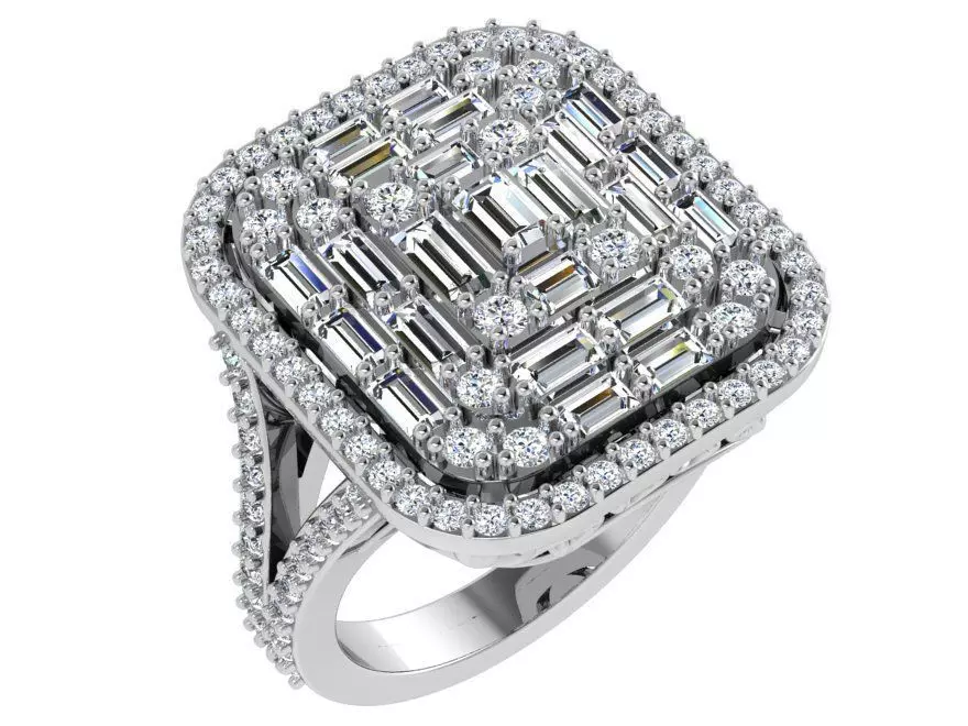 Square Halo Split Shank Ring 4595 3D print model_0