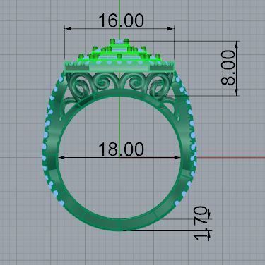 Emerald Halo Twisted Ring 4596 3D print model_5