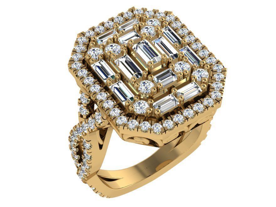 Emerald Halo Twisted Ring 4596 3D print model_1