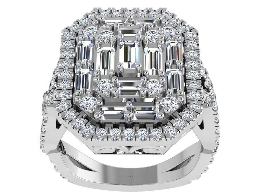 Emerald Halo Twisted Ring 4596 3D print model_2