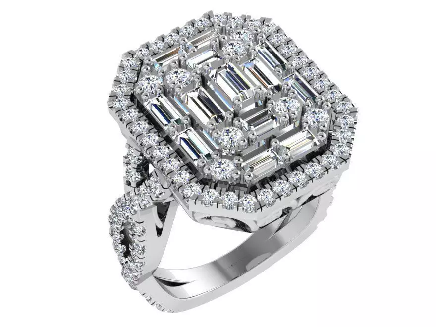 Emerald Halo Twisted Ring 4596 3D print model_0