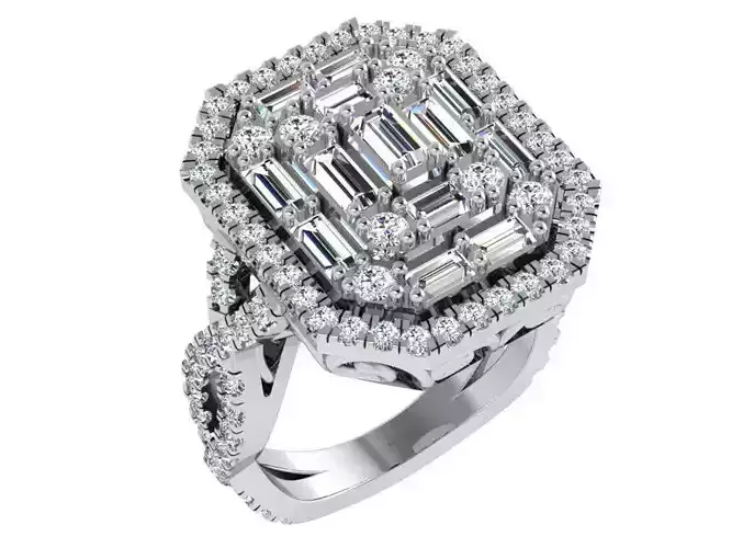 Emerald Halo Twisted Ring 4596