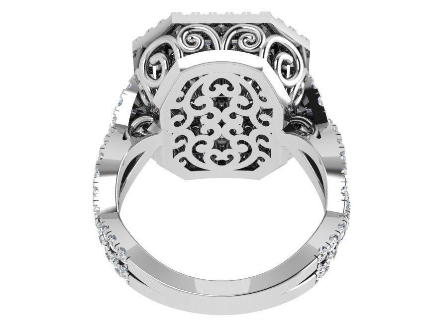 Emerald Halo Twisted Ring 4596 3D print model_3