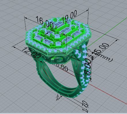 Emerald Halo Twisted Ring 4596 3D print model_7