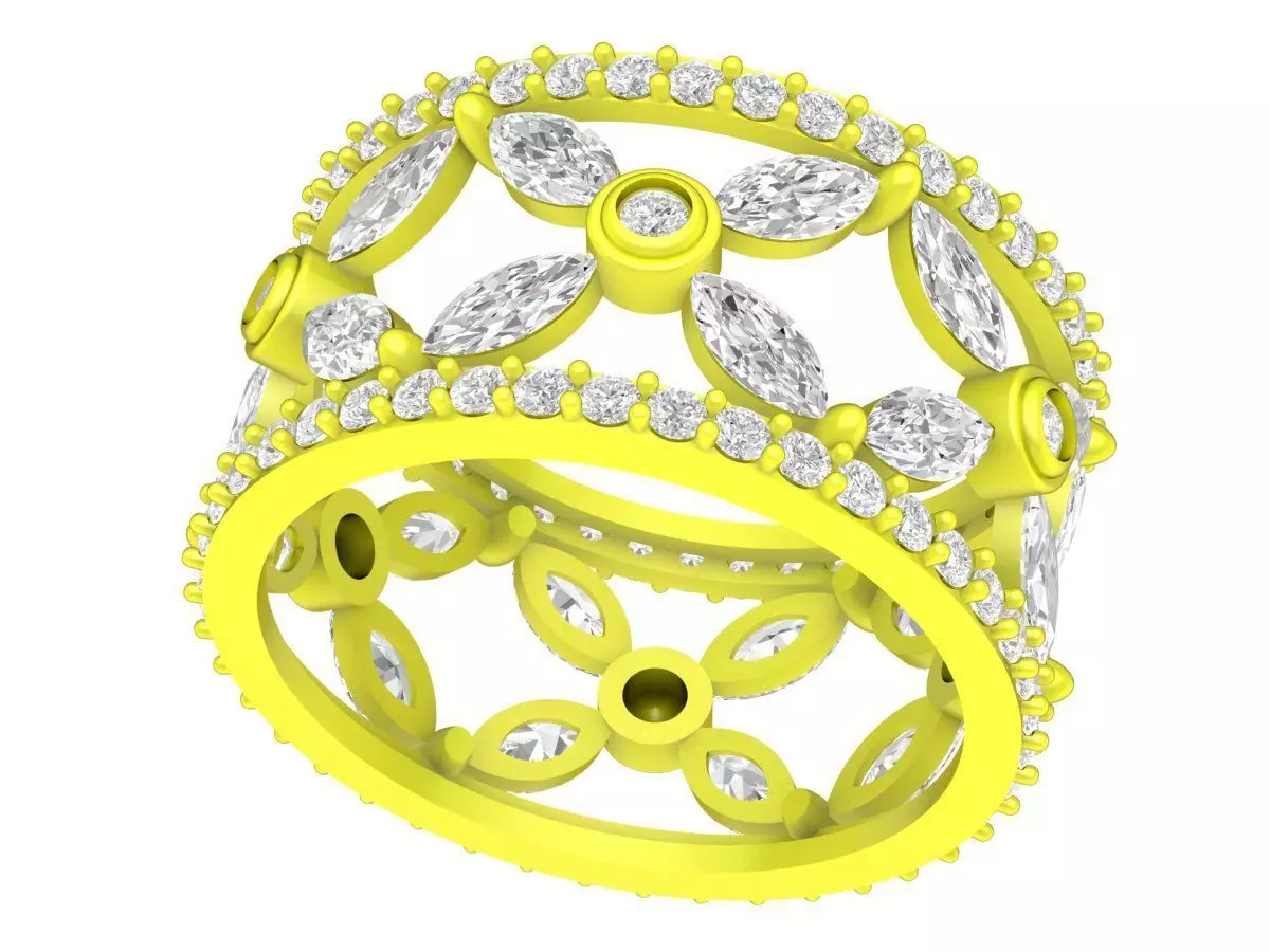 Luxury Floral Wide Diamond Ring for Women 5703 3D print model