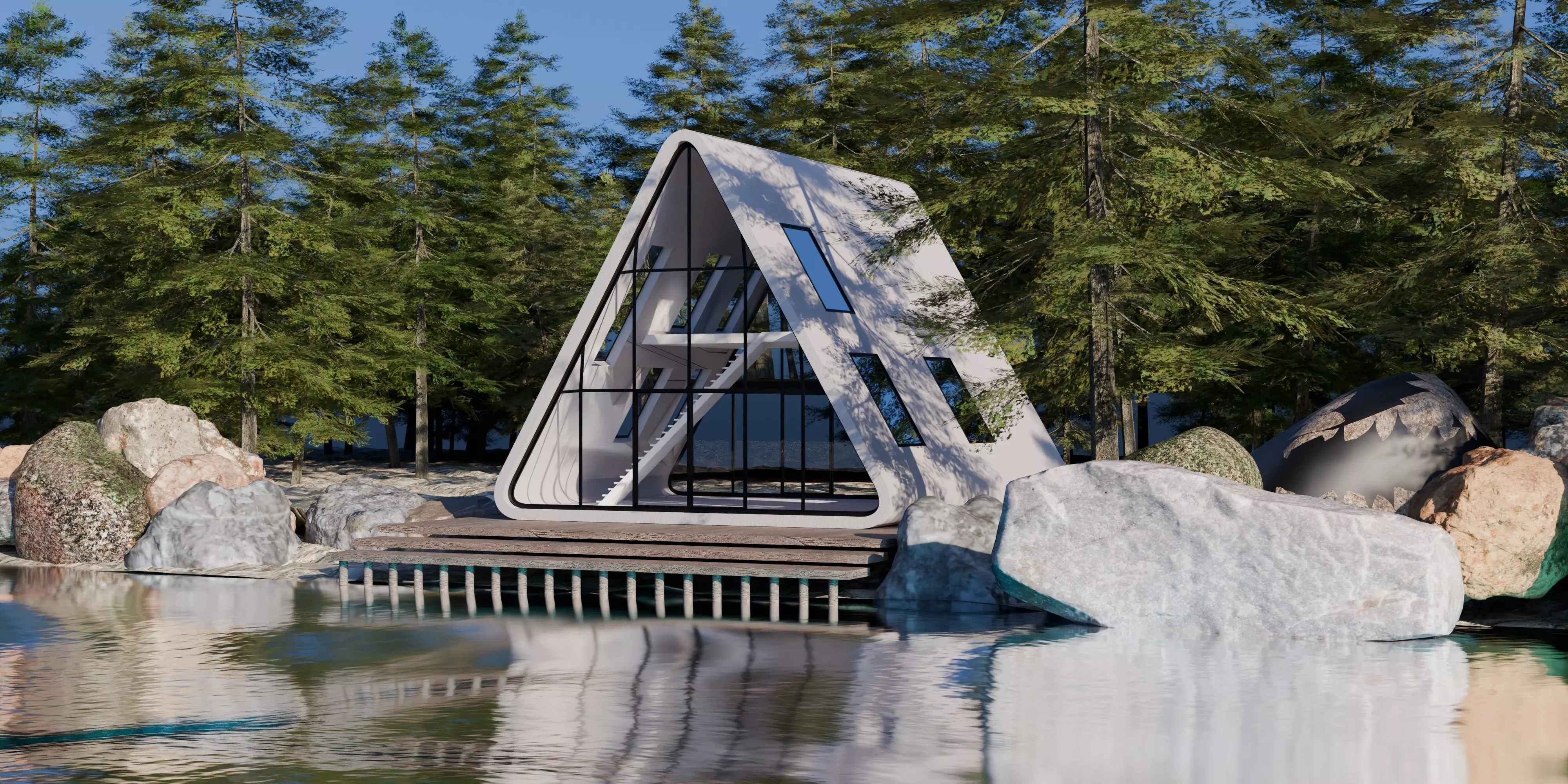 Modern Triangle House 3d model 3D model