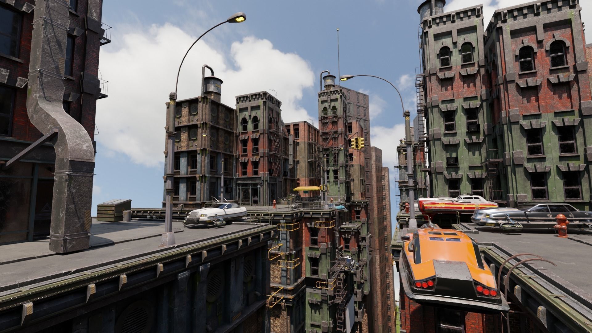 Sci-fi sky old cyber city Blender Project File 3D model_2