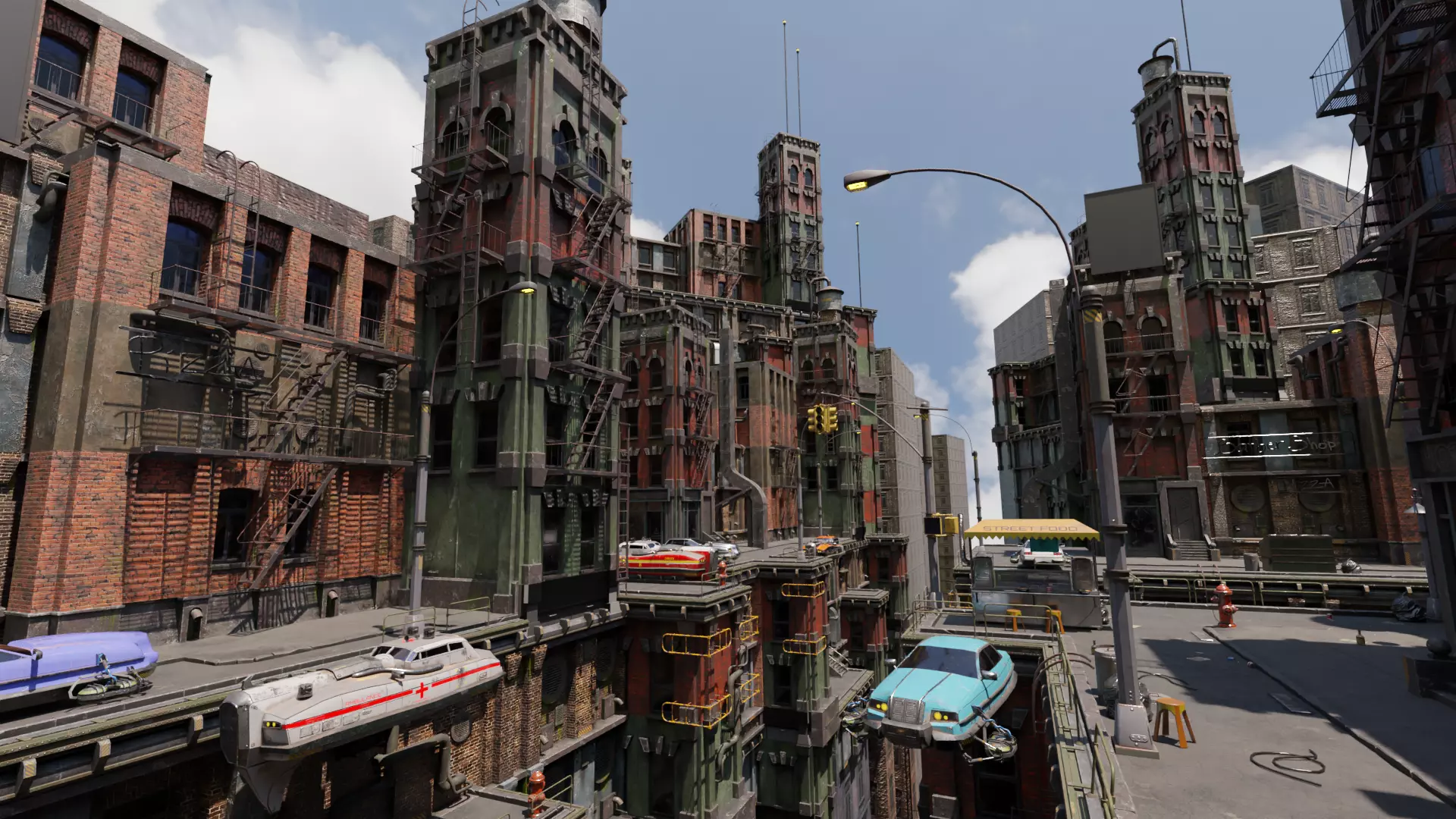 Sci-fi sky old cyber city Blender Project File 3D model_0