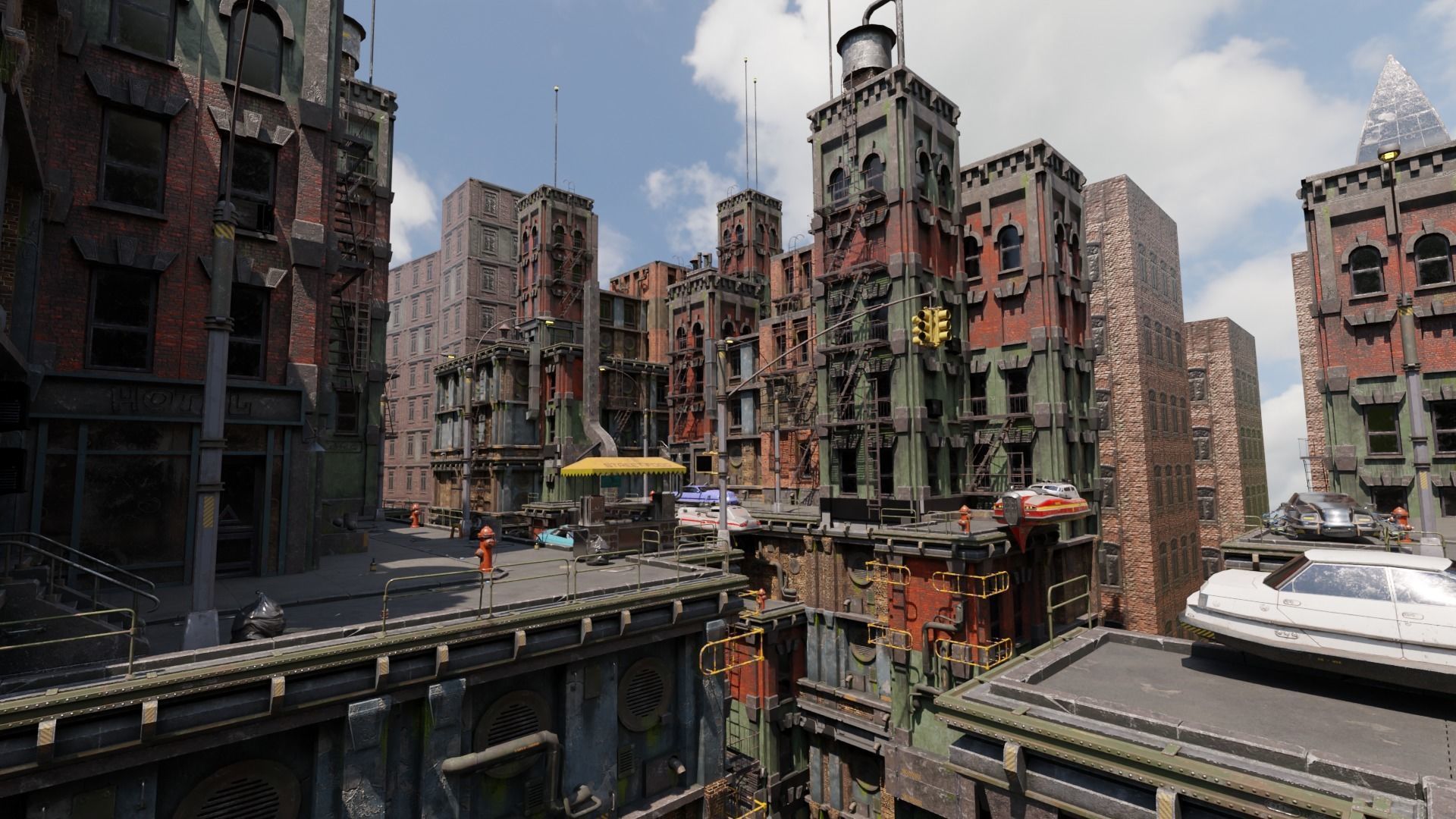 Sci-fi sky old cyber city Blender Project File 3D model_3