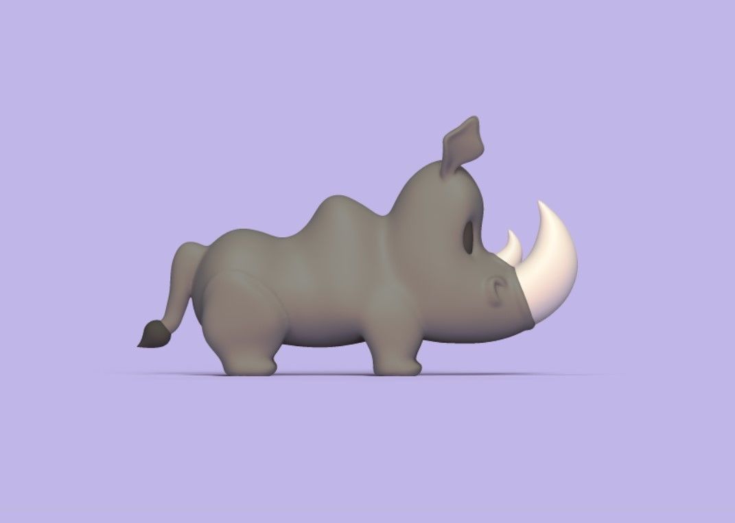 Stylized Cartoon Rhino 3D print model_2