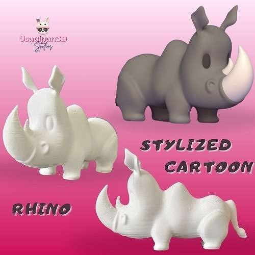 Stylized Cartoon Rhino 3D print model