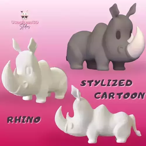 Stylized Cartoon Rhino