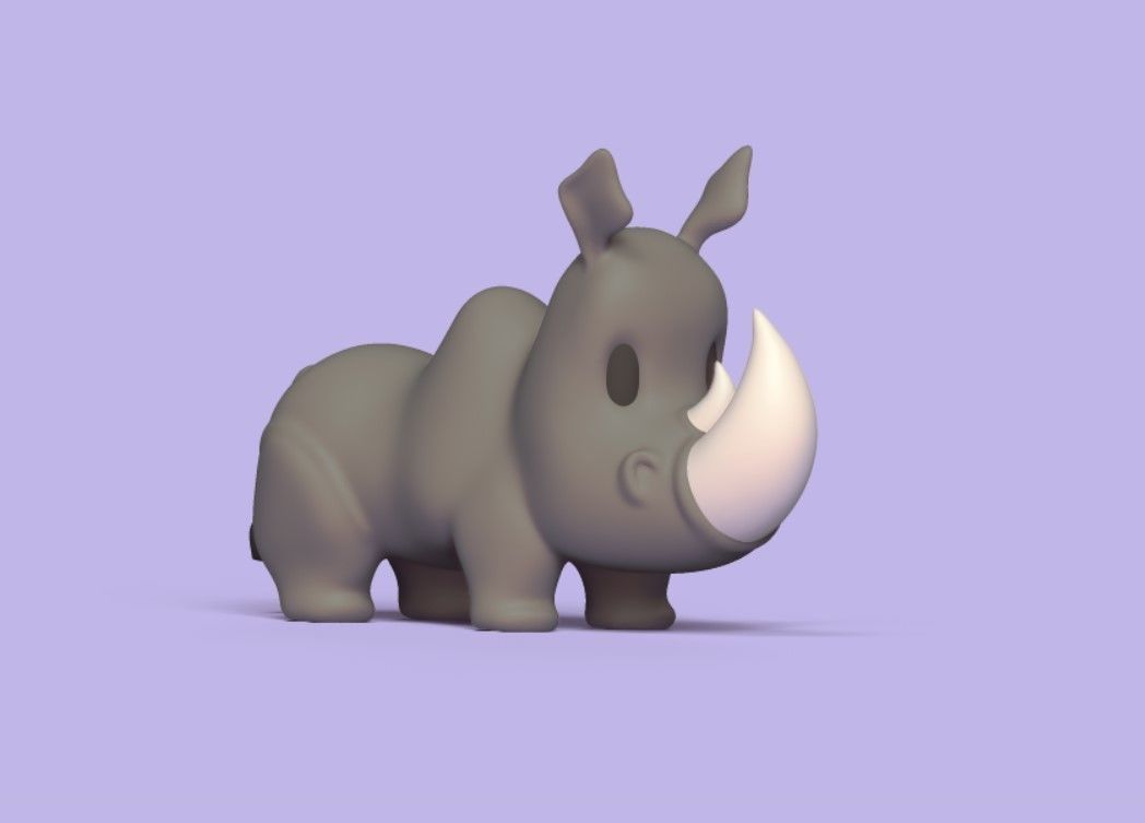 Stylized Cartoon Rhino 3D print model_1