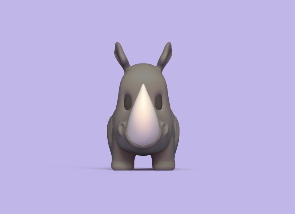 Stylized Cartoon Rhino 3D print model_3