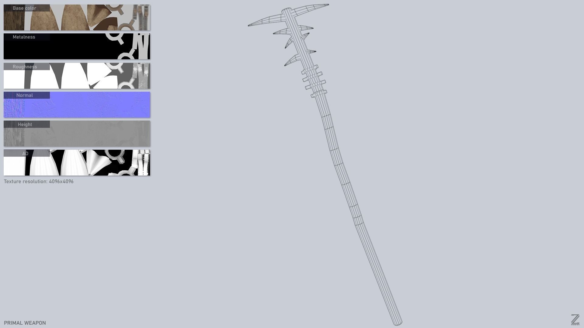 Primal weapon Low-poly 3D model_3