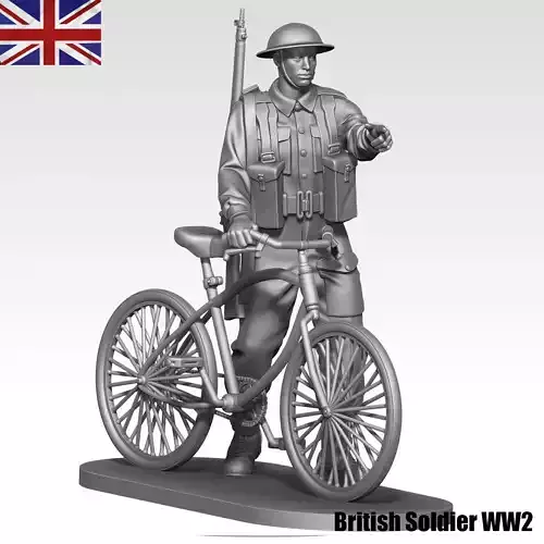 British soldier ww2 with bicycle