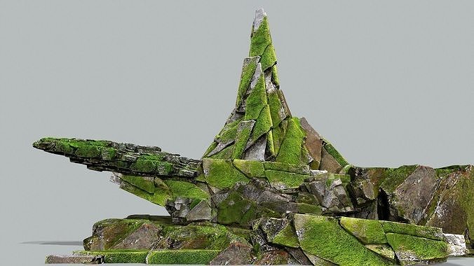 mossy rocks Low-poly 3D model